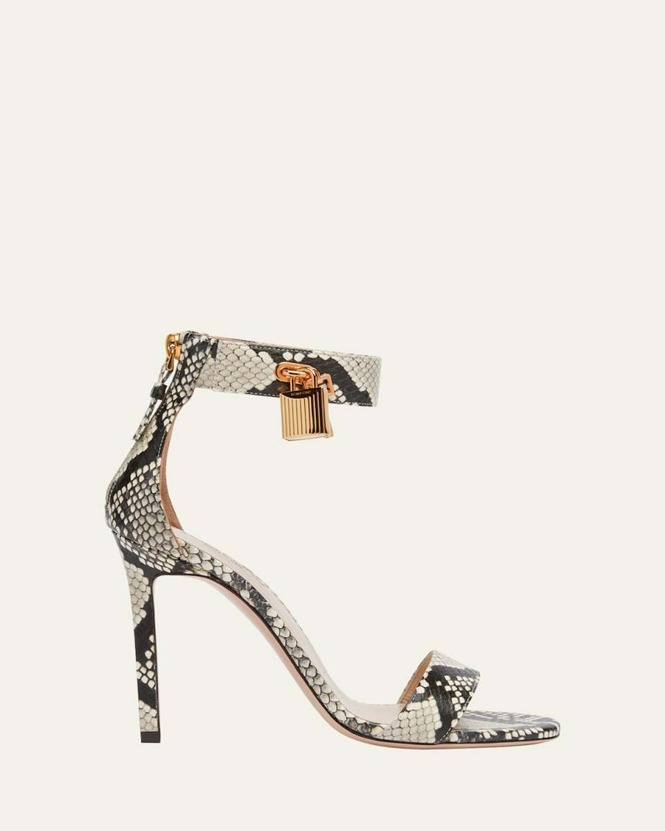 Lock Python Embossed Ankle-Cuff Sandals